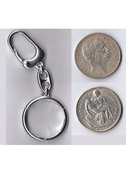 Portachiavi placcato in argento per Medaglie e Riconi di monete dal diametro di 35,6 mm.